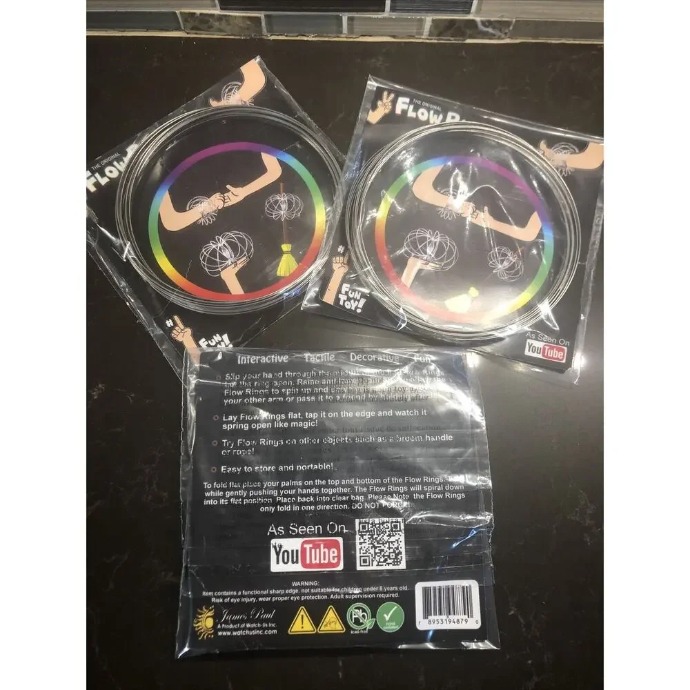Lot Of 3 The Original Flow Rings As Seen On Youtube‎ Gold Silver Kids Fun Toy